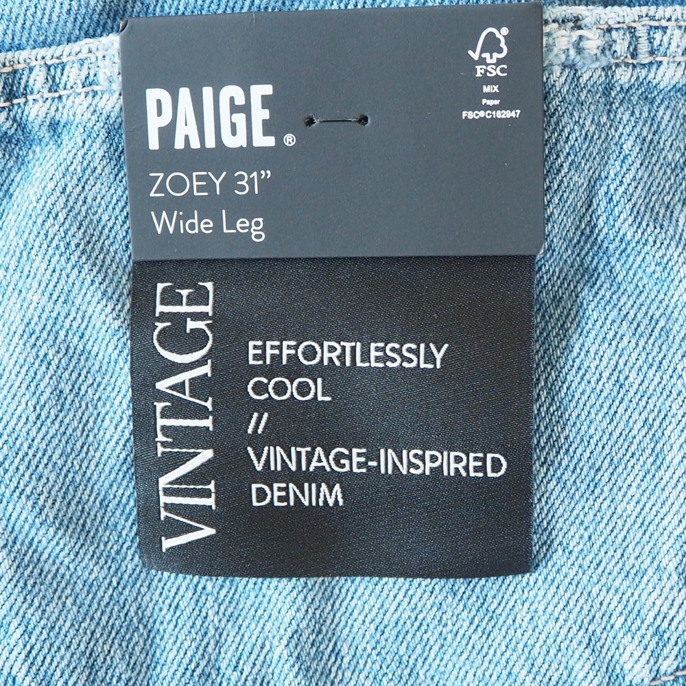 PAIGE Zoey 31" Tie Waist Wide Leg Jeans Women's 34 Vintage Style Soft Denim - Picture 4 of 16